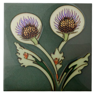 Art Deco Thistle Wall Decor Art Nouveau Ceramic Ti Tile