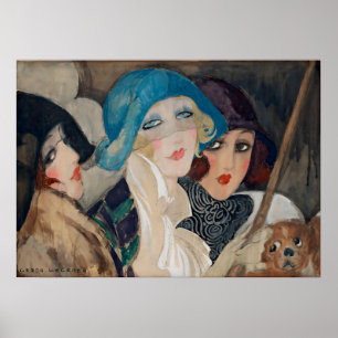 Art Deco Three Women Under an Umbrella  Poster