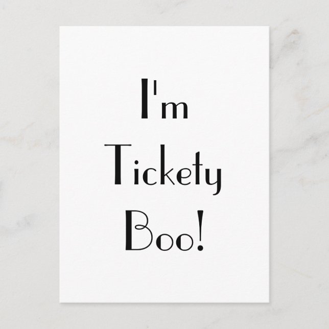 Art Deco Tickety Boo Typography Postcard (Front)