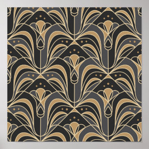 Art Deco Tile Floral. Bluebell flower Poster