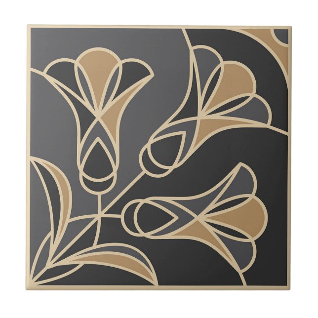 Art Deco Tile Floral. Bluebell flowers 2 (Front)