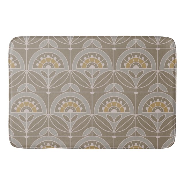 Art Deco Tile Floral (evergreen fog) Bath Mat (Front)