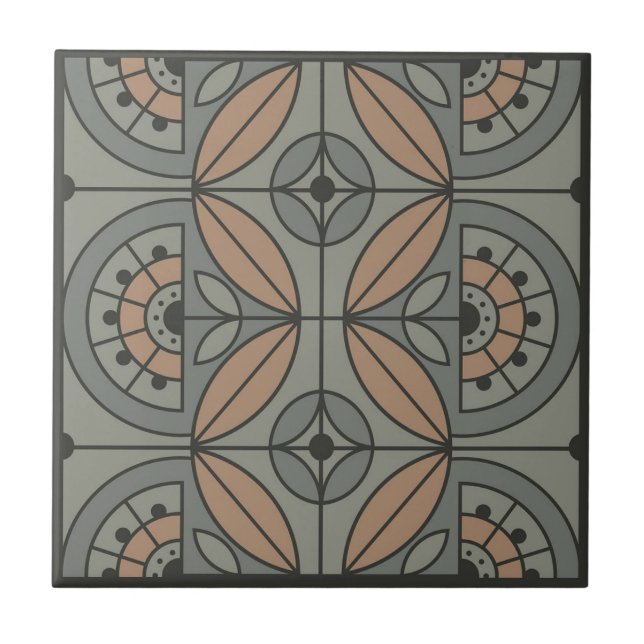 Art Deco Tile Floral (stone creek and sandal) (Front)