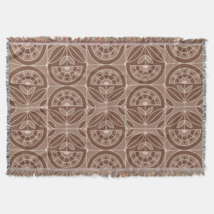 Art Deco Tile Floral (terracota) Throw Blanket