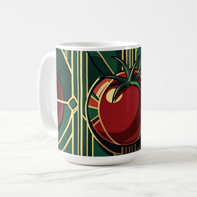 Art Deco Tomato Pattern Coffee Mug (Front Left)
