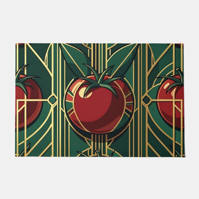 Art Deco Tomato Pattern Doormat (Front)