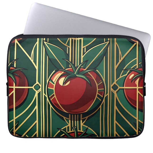 Art Deco Tomato Pattern Laptop Sleeve (Front)