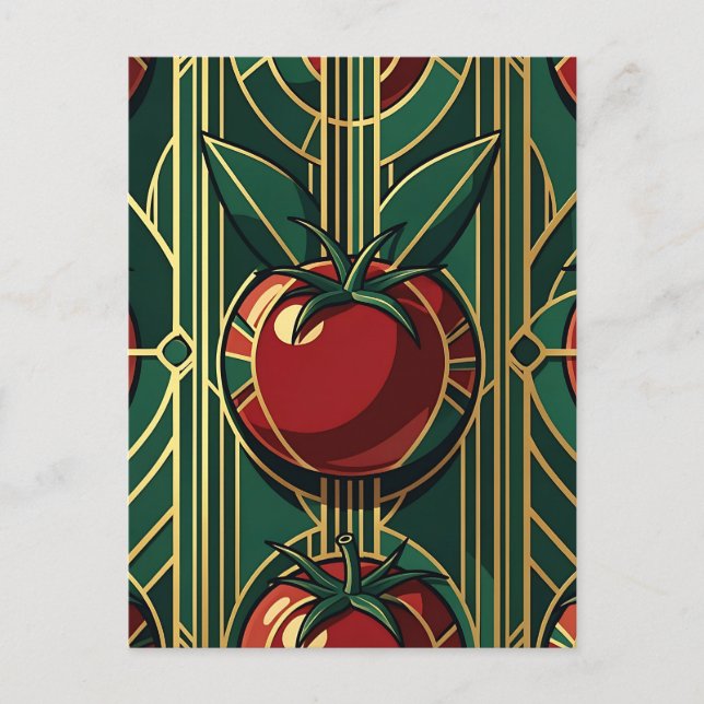 Art Deco Tomato Pattern Postcard (Front)