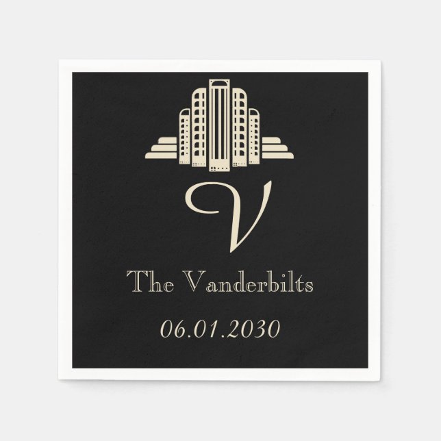 Art Deco Tower Ray Wedding Napkin (Front)