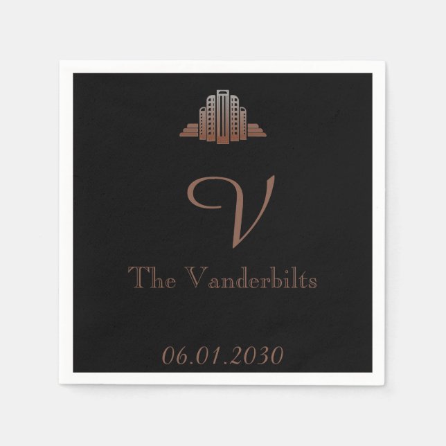 Art Deco Tower Wedding Napkin (Front)