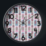 Art Deco Trees  Clock<br><div class="desc">This wall clock has an art deco design of repeating dome shapes with tree shapes inside them. If you like the design but prefer different colours,  message me.</div>