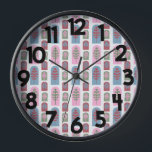 Art Deco Trees Clock<br><div class="desc">This wall clock has an art deco design of repeating dome shapes with tree shapes inside them. If you like the design but prefer different colours, message me.</div>
