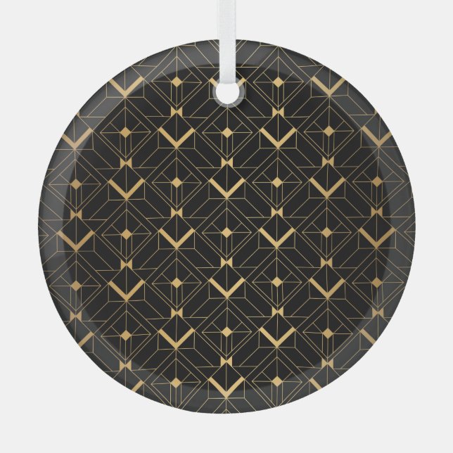 Art Deco Triangle: Luxury Pattern. Glass Tree Decoration (Front)