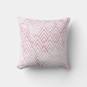Art Deco Tribal Pink White Geometry Marble Stone Cushion