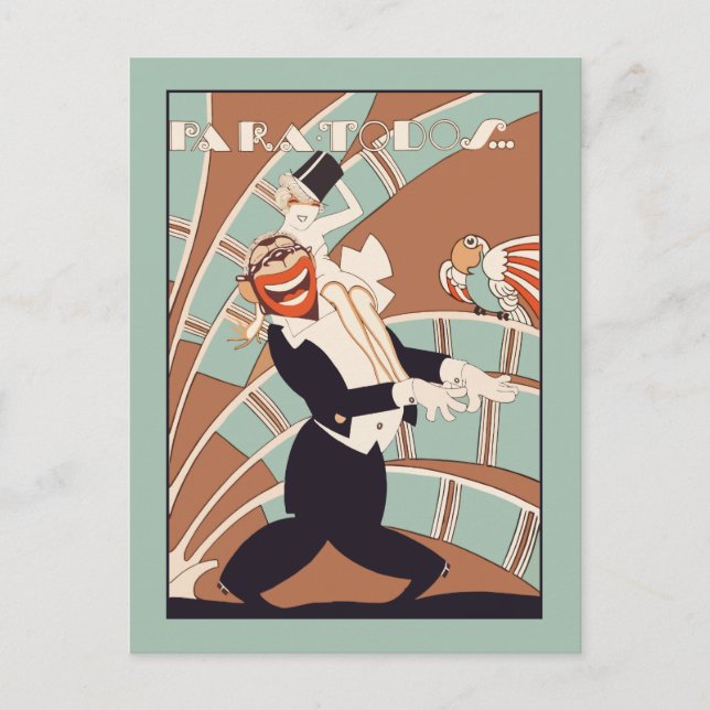 Art Deco tropical or Latin party Invitation Postcard (Front)