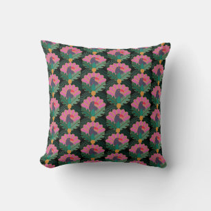 Art Deco Tropical Toucans & Pineapples Cushion
