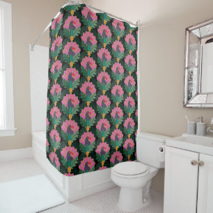 Art Deco Tropical Toucans & Pineapples Shower Curtain