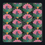 Art Deco Tropical Toucans & Pineapples Square Wall Clock<br><div class="desc">Keep time in tropical style with this exotic toucan and pineapple patterned clock—perfect for bright,  bold interiors.</div>