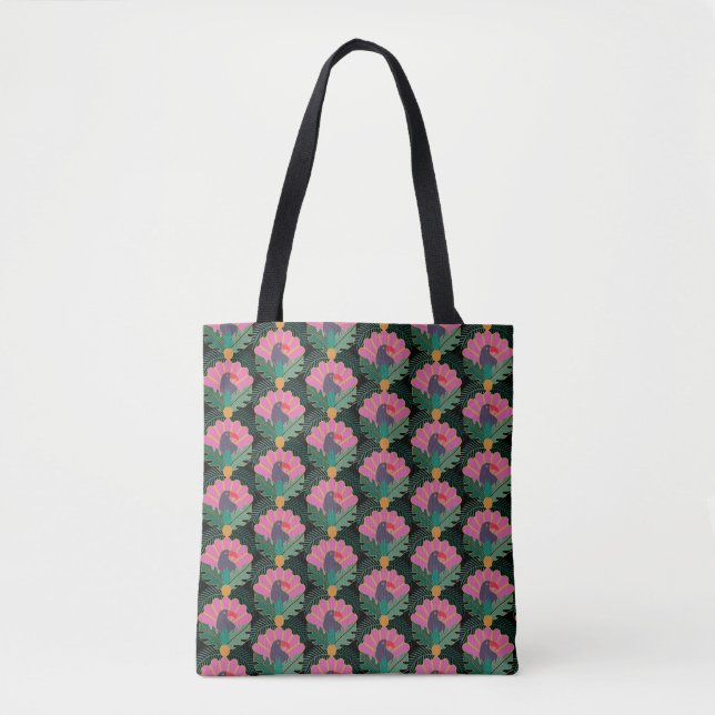 Art Deco Tropical Toucans & Pineapples Tote Bag (Front)