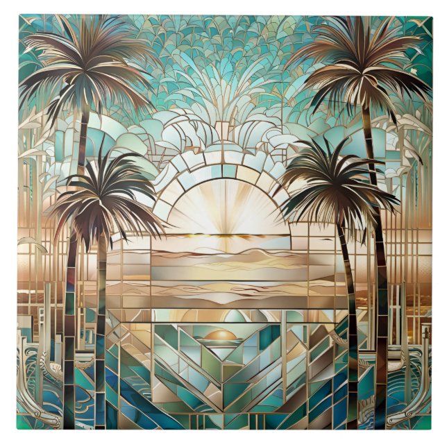 Art Deco Tropics Ceramic Tile (Front)