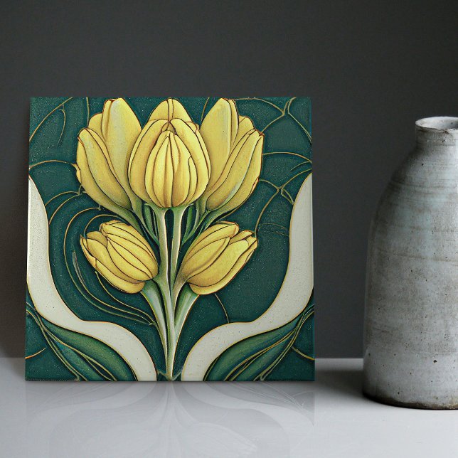 Art Deco Tulips Wall Decor Art Nouveau Ceramic Til Ceramic Tile (Creator Uploaded)