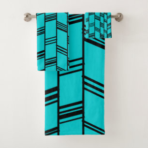 Art Deco Turquoise Bath Towel Set