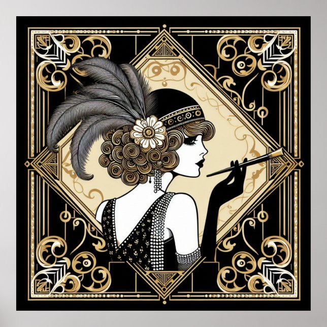 Art Deco Twenties Flapper No 2 Poster (Front)