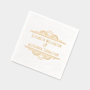 Art Deco Two Name #3 Wedding Couple Foil Napkins