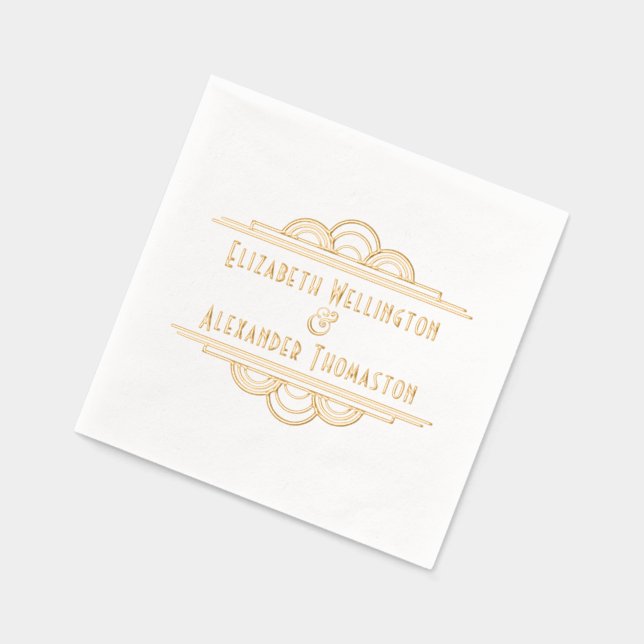 Art Deco Two Name #3 Wedding Couple Foil Napkins (Left)