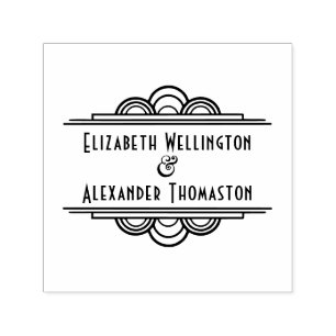 Art Deco Two Name #3 Wedding Couple  Self-inking Stamp