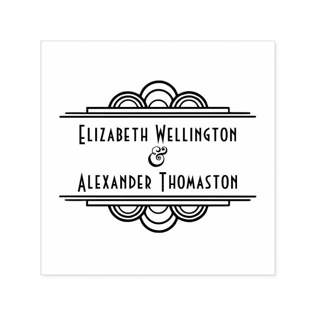 Art Deco Two Name #3 Wedding Couple  Self-inking Stamp (Design)
