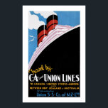 Art Deco Union Lines Poster<br><div class="desc">Vintage ocean liner advertising poster promoting voyages on the Union Steam Ship Company of New Zealand.</div>