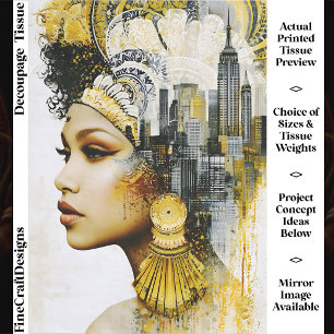 Art Deco Urban Woman City Collage FS9L Decoupage Tissue Paper