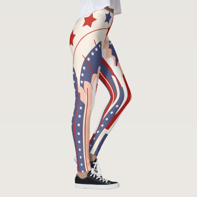 Art Deco US Flag Leggings for 4th of July (Right)