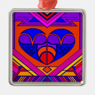 Art Deco Valentine Heart Metal Tree Decoration