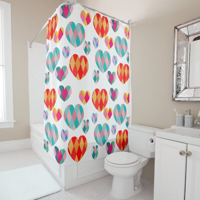 Art Deco Valentine's Shower Curtain (In Situ)