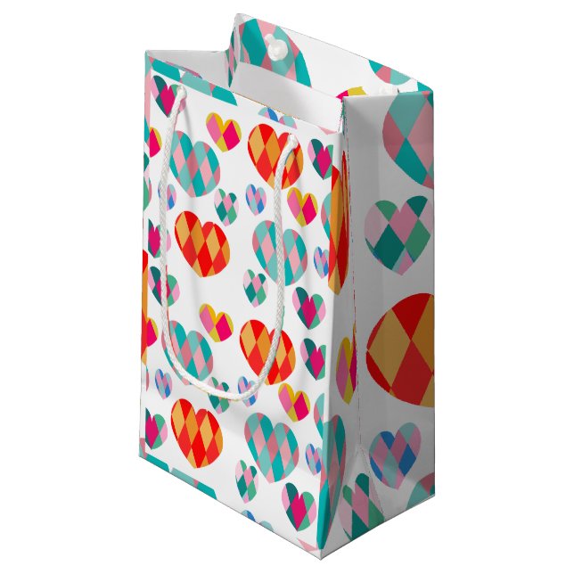 Art Deco Valentine's Small Gift Bag (Front Angled)