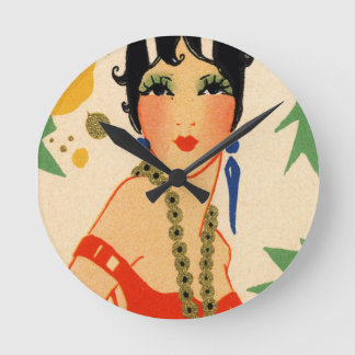 Art Deco Vamp, 1920s Flapper Round Clock