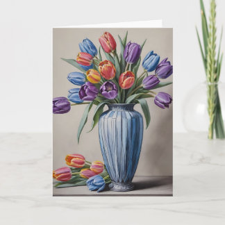 Art Deco Vase of Tulips Card