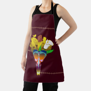 Art Deco Vase with Golden Flowers Apron