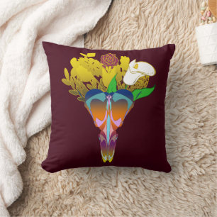 Art Deco Vase with Golden Flowers Cushion