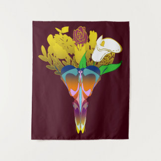 Art Deco Vase with Golden Flowers Tapestry