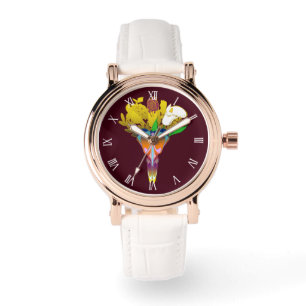 Art Deco Vase with Golden Flowers Watch