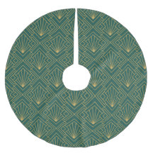 Art Deco Vintage Abstract Geometric Green and Gold