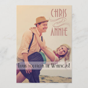 Art Deco Vintage Beach Thank You Photo Card