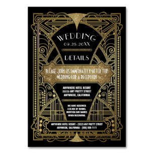 Art Deco Vintage Black Wedding Inserts Cards