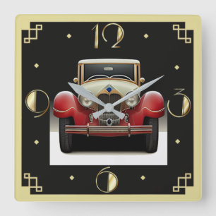 Art Deco vintage car Square Wall Clock