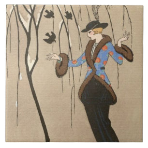 Art deco vintage decor ceramic tile