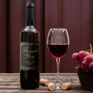 Art Deco Vintage Elegant Gold Frame Black Wine Label