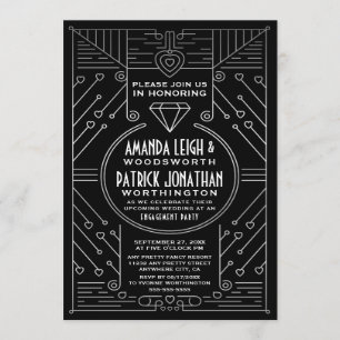 Art Deco Vintage Engagement Party Invitations